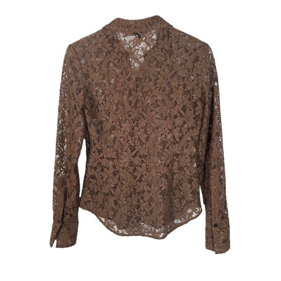 Rag & Bone Yvette Lace Button Down Shirt in Mocha Size 2 - Picture 2 of 4